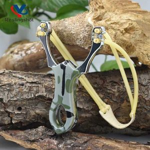 Hunting Slingshots Metal Slingshot High Precision Powerful Bow Catapult with Round Rubber Band for Outdoor Hunting Shooting Game Entertainment New YQ240226