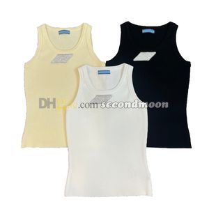 Women Summer Yoga Top Shiny Rhinestone Tanks Tops U Neck Knits T Shirt Quick Drying Vest