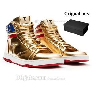 T Trump Basketball Sapatos Casuais The Never Surrender High-Tops Designer 1 TS Running Gold Custom Men Outdoor Sneakers Conforto Esporte Trendy Lace-up Outdoor com caixa 2024