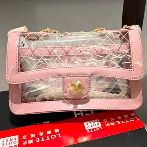 Ny stil transparent geléväska CF -väska kvinnor handväska axelväska crossbody väska logotyp guld hårdvara metall kedja väska telefon väska plånbok kort väska makeup väska kosmetisk väska