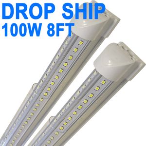 25er-Pack LED-T8-Ladenleuchte, 2,4 m, 100 W, 6500 K, Tageslichtweiß, verknüpfbare integrierte LED-Leuchtstoffröhre, LED-Balkenleuchten, kabelgebunden, elektrisch, für Garagen, Werkstätten, Werkbänke, Scheunen, Crestech