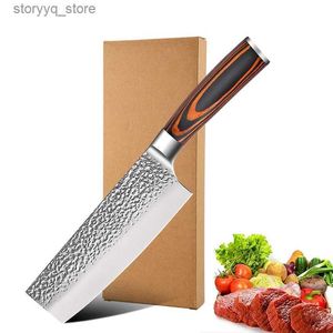 Coltelli da cucina Coltello Nakiri forgiato Coltello da chef da 6,5 pollici Mannaia giapponese Coltello da cucina asiatico per carne Taglio di verdure Tagliere Q240226