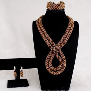 Dudo Jewelry 세트 나이지리아 여성 웨딩 신부 수정 구슬 수제