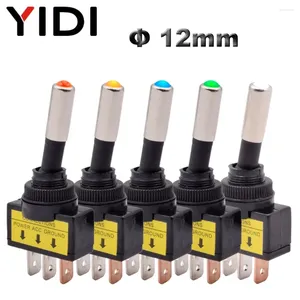 Smart Home Control 5/10pcs 12mm Auto Car Illuminated Toggle Switch ASW-15D SPST 2 Position 3pin ON OFF 12V 24V DC Red Green Blue Yellow