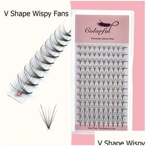 Falska ögonfransar Colorf 7d Wispy Premade Volume Fans Extensions Pointy Base Hybrid Wimpers V Shape Russian Promade Lashes Drop Delivery Otdby