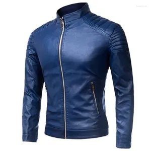 Мужские куртки Мужская куртка из натуральной кожи Синяя овечья кожа Мотоциклетные модные тенденции