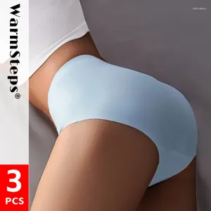 Women's Panties WarmSteps 3Pcs/Set Soft Plus Large Size Underwear Seamless Ice Silk For Woman Lingerie Cotton Crotch