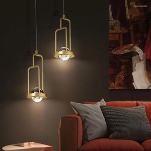 Lampadari 110 V 220 V Moderno Led Lampadario 7 W Corpo In Rame Appendere Le Luci Della Lampada Per Soggiorno camera Da Letto Sala Da Comodino lustro