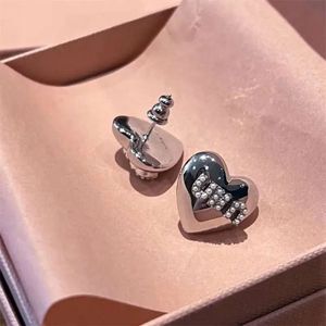 hoop hie miu love heart shaped high grad cool style 2023 new miao earrings versatile Embeddingding