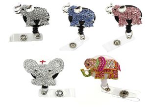 10 peças design misto strass animal elefante crachá retrátil puxar carretéis médicos para presentes de enfermeira cartão de identificação porta-crachá joias ace9555505