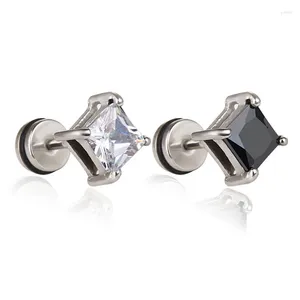 Stud Earrings 1 Pair 2 PC Punk Retro Titanium Steel Dragon Claw Square CZ Stone For Men Rock Jewelry Never Fade