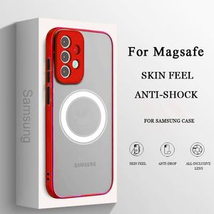 TPU Clear Matte Magnetic Suge Suck Proof Phone Case for för Samsung Galaxy S24 S23 S22 S21 Plus Ultra Fe Magsafe Cover med OPP Bag New