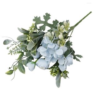 Dekorative Blumen Simulation Fake 5 Stiele Künstliche Blume Seide Hortensie Arrangement Po Requisiten Hochzeit Party Brautstrauß Real Touch