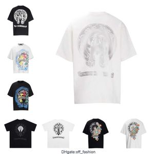 メンズTシャツCHファッション衣料品デザイナーTEESラグジュアリーTシャツ2023SSハートローズレッドフォームサンスクリットクロス半袖セールクロム4EP3