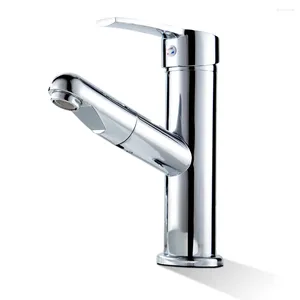 Torneiras da pia do banheiro Torneiras de cobre Pull Faucet Bacia e armário retrátil frio pull-out