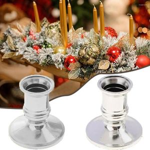 Candle Holders Zestaw 2 mosiężnego srebrnego świeca na świece stożkowe Tradycyjne dekoracyjne uchwyt na patyk W5v5