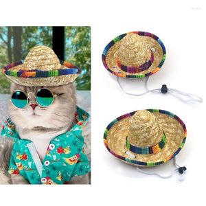 Kostiumy dla kotów Style tkackie kapelusz do ubierania kostiumów Pet Summer Anti-UV Headwear Akcesoria