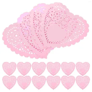 Bakningsverktyg 100 st borddukar placemat dalar dricker alla hjärtans dag dekoration papper placemats engångs Doilies hjärta liten rosa
