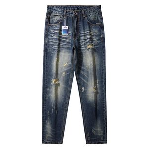 Zerrissene Jeans für Herren in Übergröße, Plus Fat Plus, lockeres, weites Bein, modische, dicke, personalisierte lange Hose 28–48