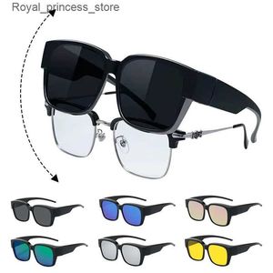 Sunglasses 2023 New Fashion Polarized Sunglasses Cover Over Myopia Prescription Glasses Portable Men Women Vintage Fishing Driving Eyewear Q240226