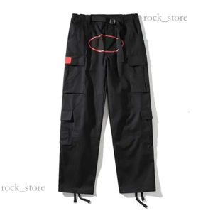 Cortezd Cargo Mens Streetwear Hip Hop Printed Casual Trousers Military Retro Multi-pockets Straight Loose Overalls Button Fly Couple Straight Leg Workout Pants 294