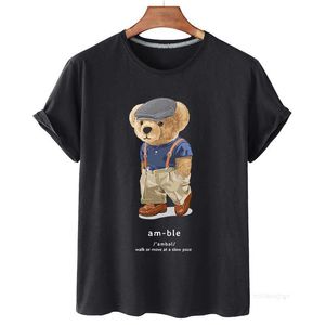 Designer Womens Black Bear Printed Tshirts Fashion Girls Plus Size Tops Letter Kort ärm Löst T-shirt Sommarkläder Vita tees Designervhu5