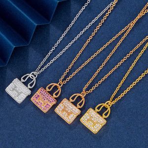 V Gold Love Home Letter New H Necklace Womens Kangkang Bag Full Diamond 18K Rose Gold Handbag Advanced Clavicle Chain