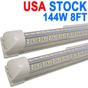 LED T8 Integrated Single Fixture, 8FT 14400lm, 6500K Super Bright White, 144W Utility LED Shop Light, Ceiling and Under Cabinet Light Corded Electric Garages crestech