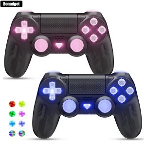 Gamepads Wireless Game Controller With LED Light Turbo Dual Vibration PC Joystick With Touchpad For PS4/Android/iOS Bluetooth Console