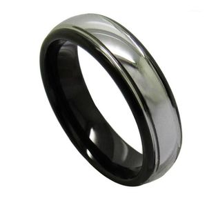 Vintage 6mm Width Black Rings for Men Tungsten Wedding Band Dome Band High Polished Silver Color Outside 6-1313153