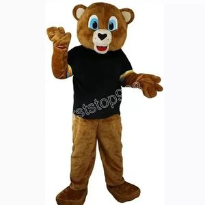 2024 Super Cute Brown Bear Costume della mascotte Festa di compleanno Costume di Natale Annuncio Abbigliamento Abbigliamento a tema Halloween