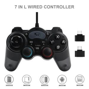 PS3/PS4/Switch/PC Oyun Konsolu için 1 Kablolu Oyun Denetleyicisi Gamepads 7'de 1 Kablolu Oyun Denetleyicisi Joystick PC Smart TV Kutusu için Gamepad Oyun Aksesuarları