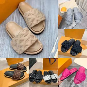 Ciabatte con cuscino per piscina Sandali da donna Sandali estivi Pantofole comode piatte imbottite con cinturino anteriore Pantofole alla moda stile facile da indossare Scivoli da donna Sho