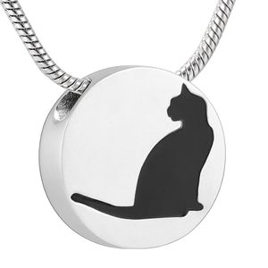 IJD10735 My Loving Cat Laser Round Cremation Jewelry Hold Animal Ashes Keepsake Smycken Rostfritt stål Kremering Pendant för PETS217Z