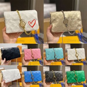 coussin bb handbag gold-color chunky chain Shoulder Bags Clutch POCHETTE COUSSIN Leather embossed puffy letter Multi-layer Purse F299S