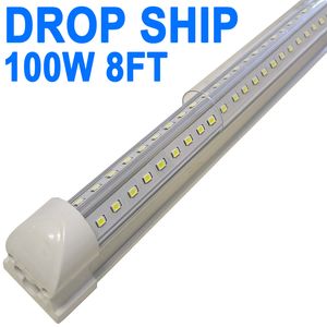 Lâmpada LED para loja de 8 pés, 100W 10000LM 6500K, luminária LED T8, tampa transparente, iluminação de teto e lojas de utilidades, luzes de tubo conectáveis, sala de luzes de loja, garagem crestech