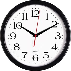 Bernhard Products Black Wall Clock Silent Non Ticking 10 -tums Kvalitetskvartbatteri Aperated Round Easy to Readr