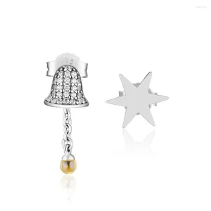 Studörhängen Fandola CKK 925 Sterling-Silver-jewelry Festive Bell Star Studs Earring For Women Party European Style Fashion Jewelry Gift
