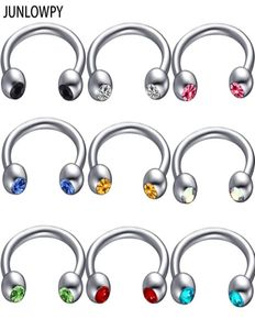 mix 614mm Silver Septum Gem Eyebrow Piercing 100pcslot with 10 color Body Piercing 16G Nose Hoop Tragus Ear Body Jewelry Men K411596848