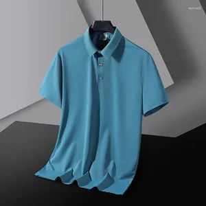 Herrpolos polo t-shirt för män koreanska stil affärströjor högkvalitativ isilk kortärmad snabb torkningstoppar