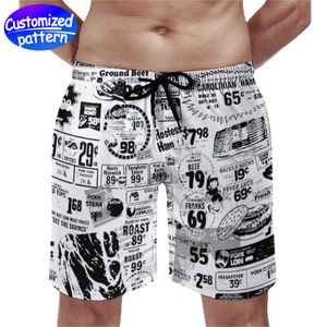 Maßgeschneiderte Herren-Strandhose mit Tasche, leicht, atmungsaktiv, bequem, kein Pilling. Schneller, schneller Kordelzug und Mesh-Design, lockerer, lässiger Pfirsichsamt, 170 g, Weiß