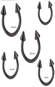 BLACK Silver Cone Horseshoe Bar Piercing Body Jewelry Nose hoop Nose Ring 100pcslot Eyebrow Bar Lip Labret Jewelry7089440