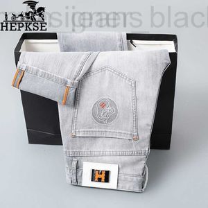 designer Men's Jeans for men European goods high-end quality men's grey white printed jeans simple fashion versatile SLIM STRAIGHT pants 28 36 38