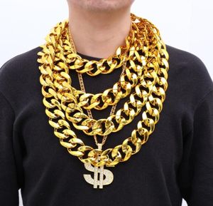 Kedjor Hip Hop Gold Color Big Acrylic Chunky Chain Halsband för män Punk överdimensionerad stor plastlänk Men039 -smycken 20218743238