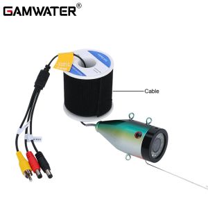 Localizadores GAMWATER AHD 1080P Câmera de pesca subaquática com 15pcs LEDs brancos + 15pcs Lâmpada infravermelha Fishfinder Cabeça de câmera com cabo