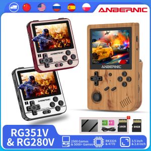 Tops Anbernic RG351V Handheld Game Player 2500 Klasyczne gry IPS Ekran 64G Karta RK3326 Gra retro 351V Glass Portable Game Console