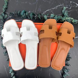 Designer Slides sandal Slippers Beach Classic Flat Sandal Luxury Summer Lady Leather Flip Flops Men Women