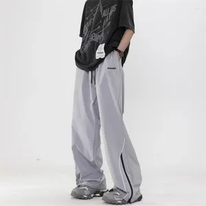 Men's Pants Fashion Korean Man Windbreak Loose Sports Street Couple The High Personality Retro Wide Leg Straight Men