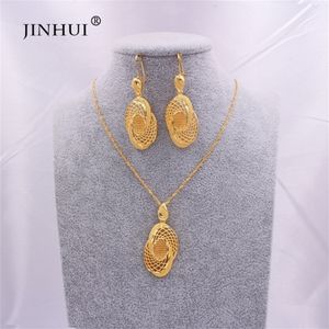 Jewelry sets African gold color for women bridal Indian Ethiopia Dubai necklace earrings set wedding jewellery wife gifts set 2012216Q