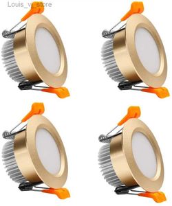 Downlights LED Dimmable Downlight 4 Paket 3 inç 5W Altın Trim gömme tavan ışığı C YQ240226